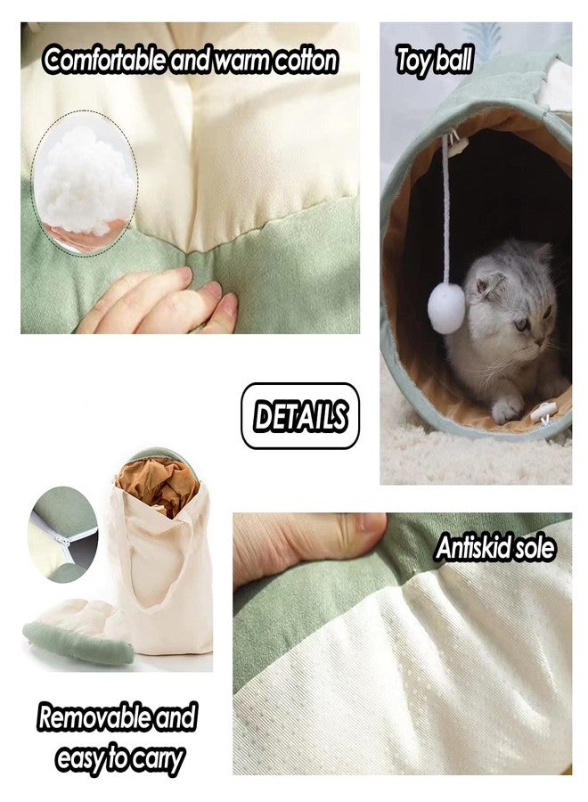 EAEDMY Cat Rabbit Tunnel Bed Nest for Cats Indoor, with Collapsible Washable Soft Cushion, Plush Ball and Exercise Wheel Tube, Fit for Puppy Bunny Kitty Kitten Ferret - Image 5